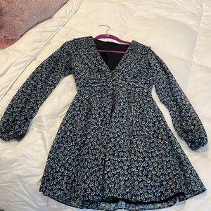 Floral long sleeve purple, green, and black Zara dress. Size medium